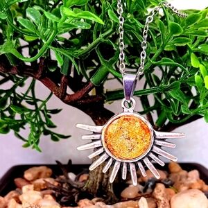 Resin Foil Sun Pendant Necklace